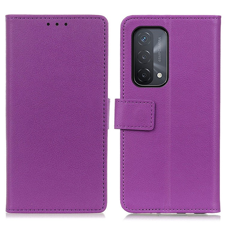 Wallet Stand Design PU Leather Phone Cover Shell Case for Oppo A93 5G - Purple