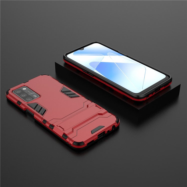 2 in 1 Kickstand Protector Plastic + TPU Hybrid Cover for Oppo A55 5G / A16 - Red