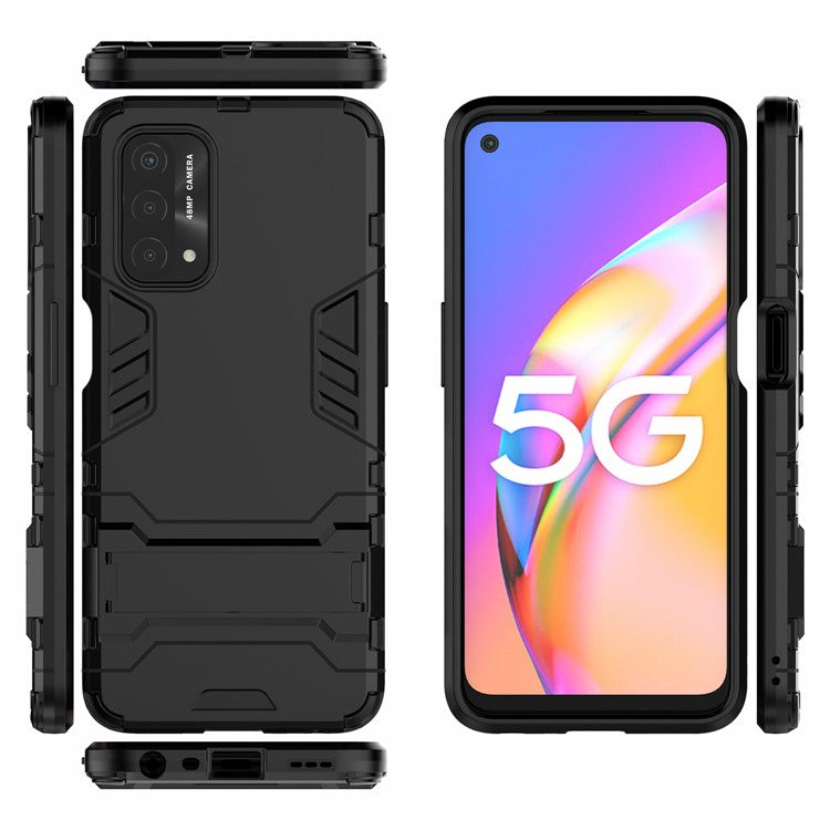 2 in 1 Kickstand Protector Plastic + TPU Hybrid Cover for Oppo A93 5G - Black