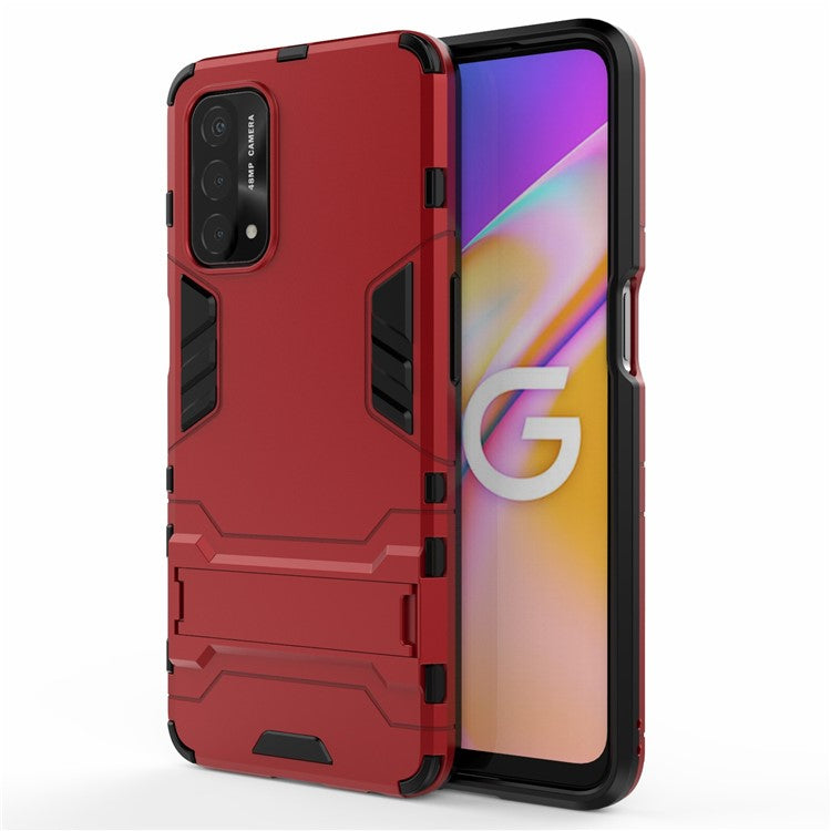 2 in 1 Kickstand Protector Plastic + TPU Hybrid Cover for Oppo A93 5G - Red