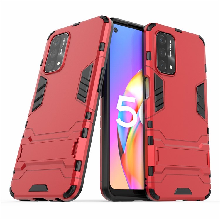 2 in 1 Kickstand Protector Plastic + TPU Hybrid Cover for Oppo A93 5G - Red