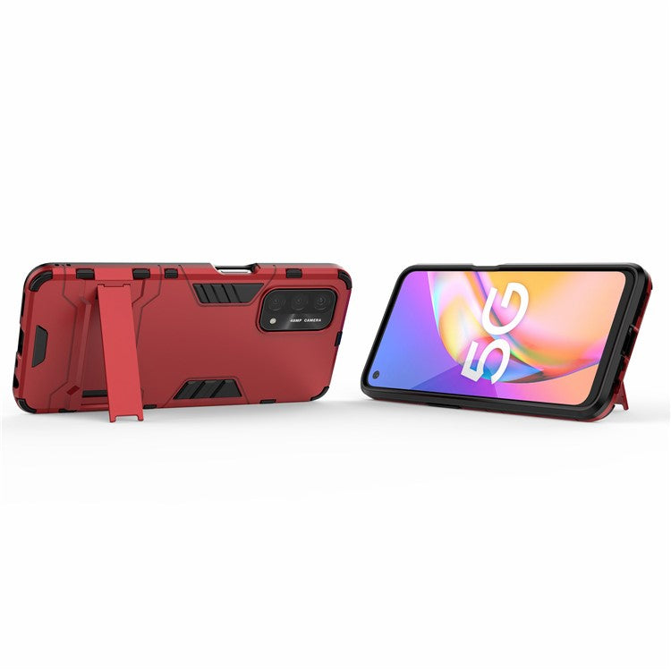 2 in 1 Kickstand Protector Plastic + TPU Hybrid Cover for Oppo A93 5G - Red