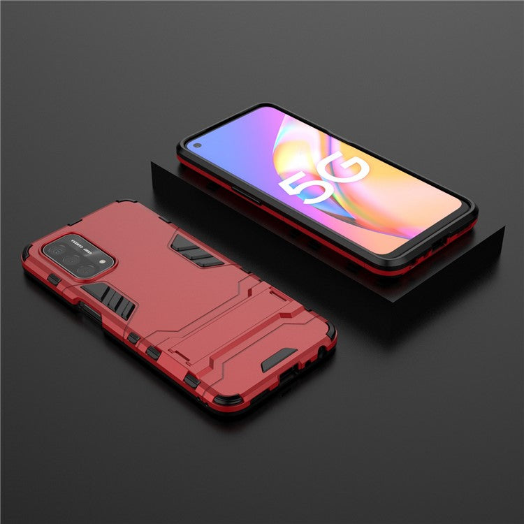 2 in 1 Kickstand Protector Plastic + TPU Hybrid Cover for Oppo A93 5G - Red