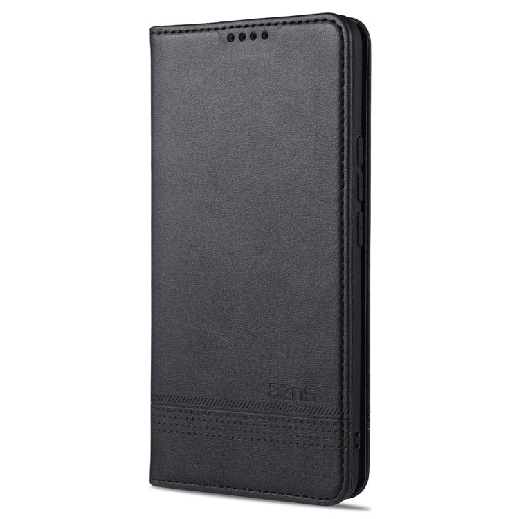 AZNS Auto-absorbed Magnetic Stand Wallet Leather Mobile Shell Case for vivo X60 5G - Black