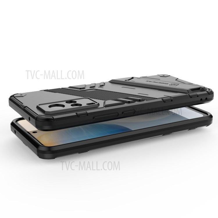 Shockproof PC + TPU Hybrid Phone Case Cover Protector with Kickstand for vivo X60 5G - Black