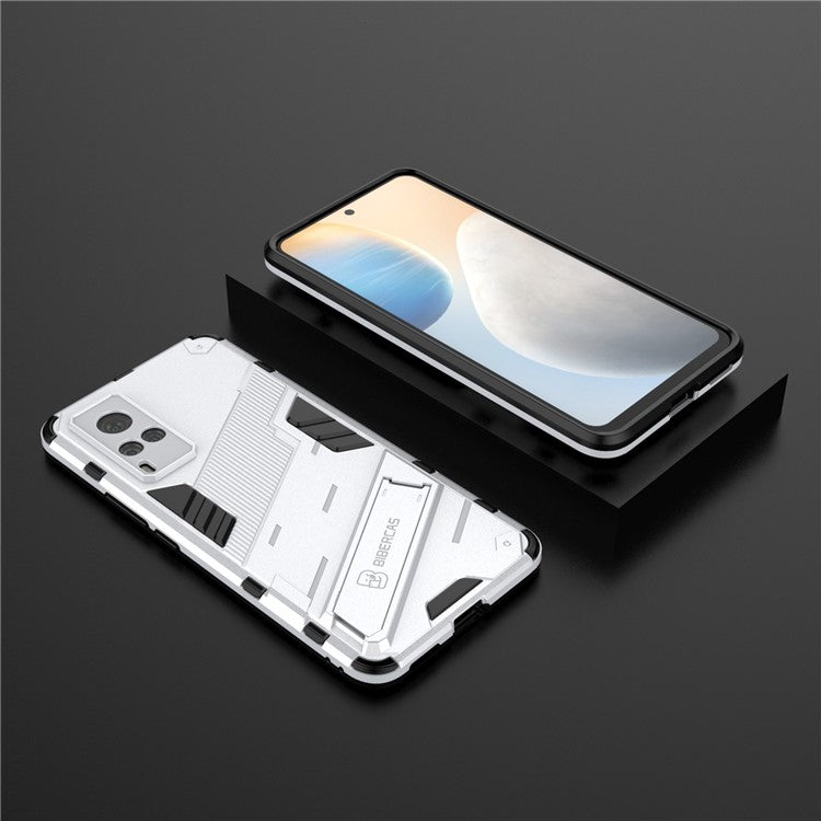 Shockproof PC + TPU Hybrid Phone Case Cover Protector with Kickstand for vivo X60 5G - White