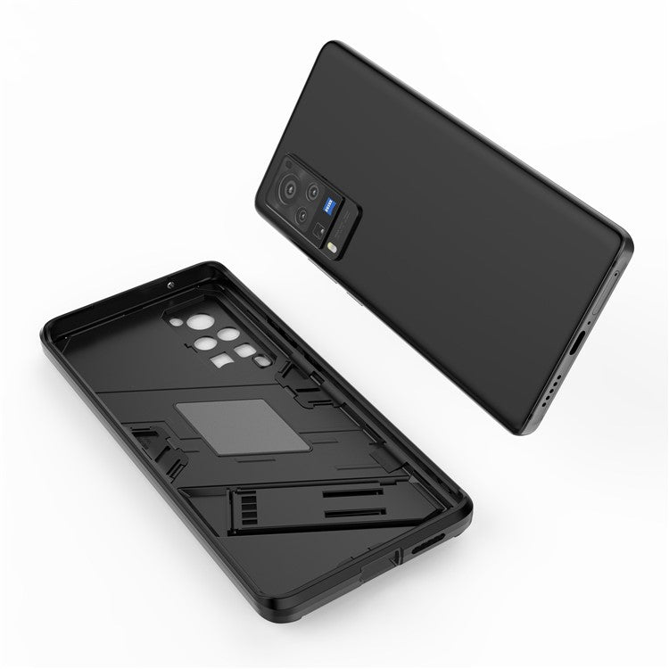 PC + TPU Hybrid Phone Case Cover Protector with Kickstand for vivo X60 Pro (China) - Black