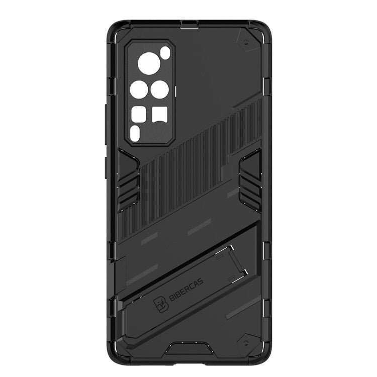 PC + TPU Hybrid Phone Case Cover Protector with Kickstand for vivo X60 Pro (China) - Black