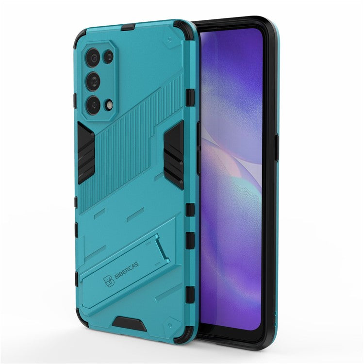 Shockproof PC + TPU Hybrid Phone Case Cover with Kickstand for Oppo Reno5 5G/Reno5 4G/Reno5 K/Find X3 Lite - Baby Blue