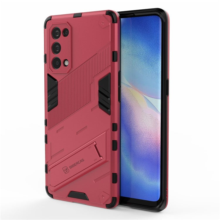 Shockproof PC + TPU Hybrid Phone Case Cover with Kickstand for Oppo Reno5 Pro 5G - Rose