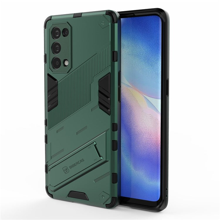 Shockproof PC + TPU Hybrid Phone Case Cover with Kickstand for Oppo Reno5 Pro 5G - Green