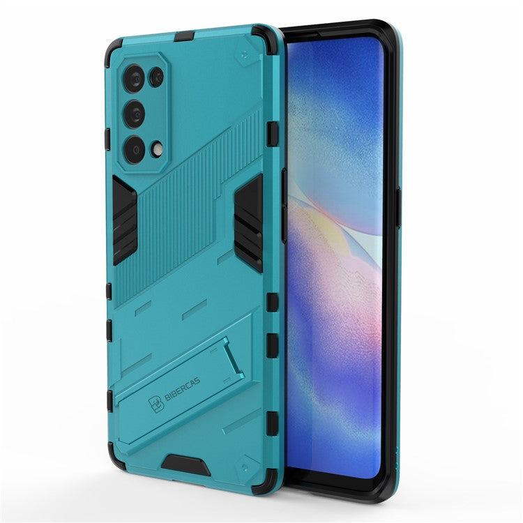 Shockproof PC + TPU Hybrid Phone Case Cover with Kickstand for Oppo Reno5 Pro 5G - Baby Blue