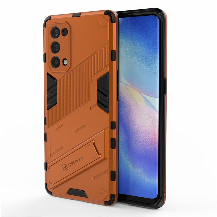 Shockproof PC + TPU Hybrid Phone Case Cover with Kickstand for Oppo Reno5 Pro 5G - Orange