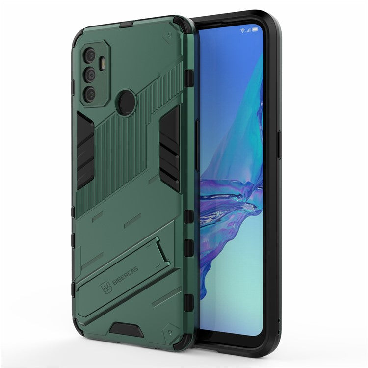 Shockproof PC + TPU Hybrid Phone Case Cover with Kickstand for Oppo A53 4G - Green