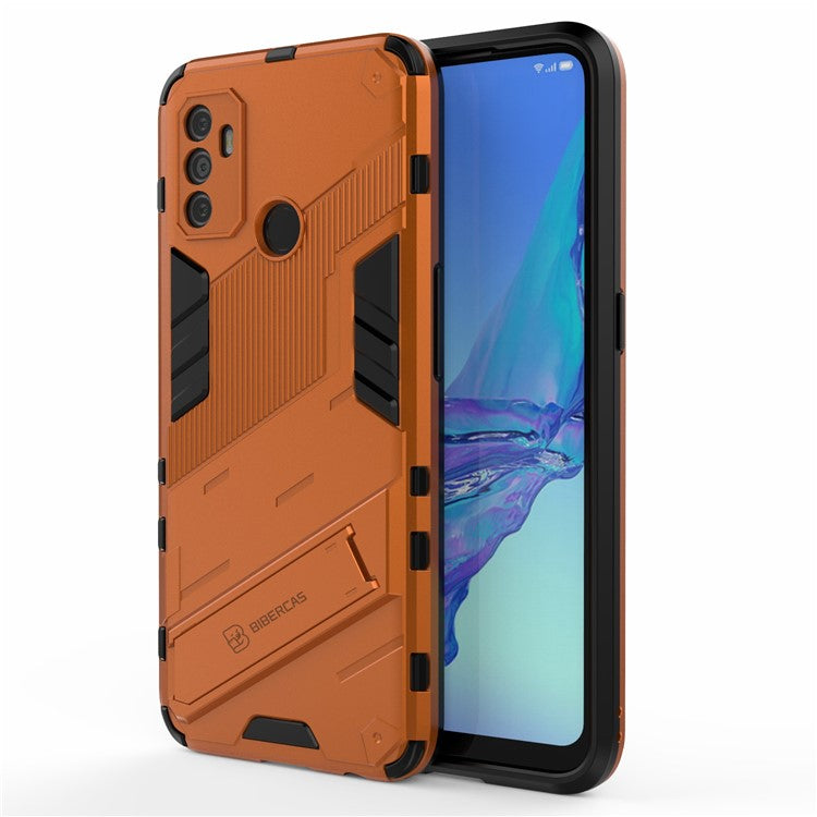 Shockproof PC + TPU Hybrid Phone Case Cover with Kickstand for Oppo A53 4G - Orange