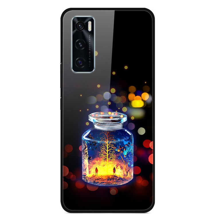 Fancy Style Printing Glass + PC + TPU Hybrid Phone Case Cover for Vivo Y70 2020 / V20 SE - Wishing Bottle