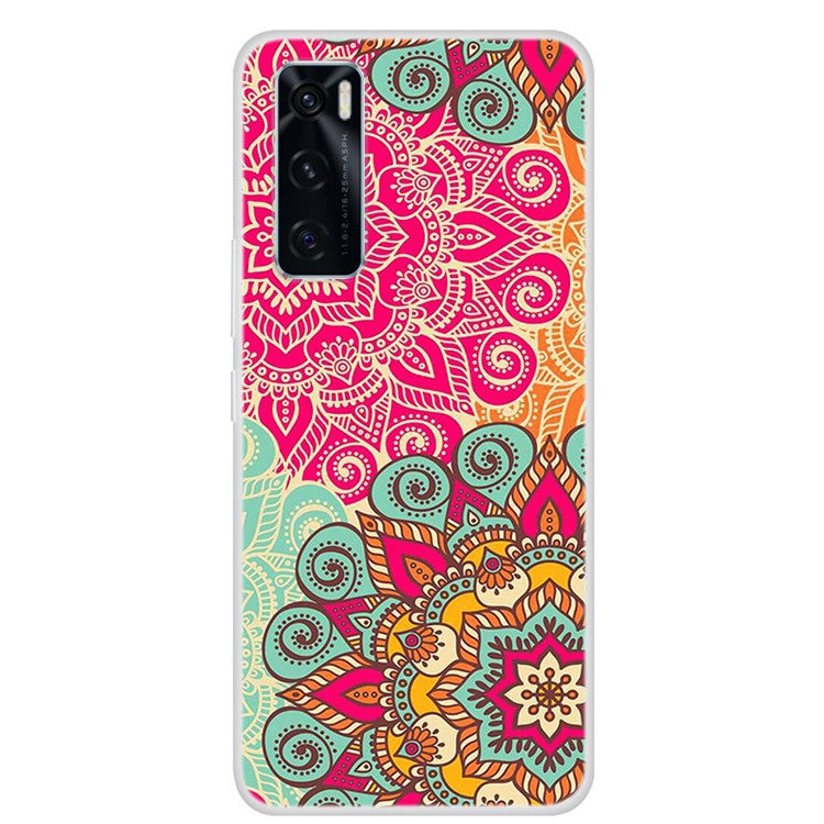 Soft TPU Phone Cover Protective Case with Pattern Printing for vivo Y70 2020 / vivo V20 SE - Flower Pattern