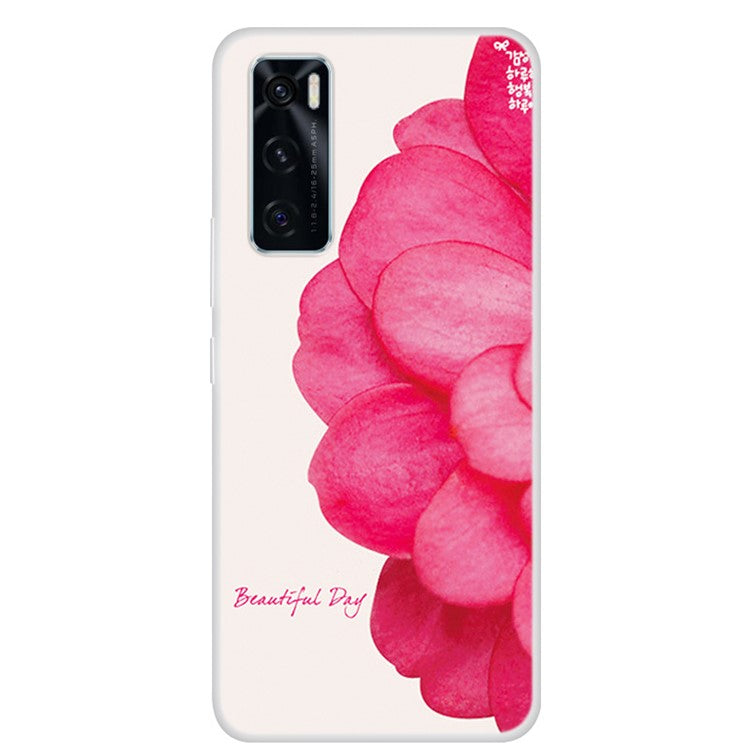 Soft TPU Phone Cover Protective Case with Pattern Printing for vivo Y70 2020 / vivo V20 SE - Rose Flower