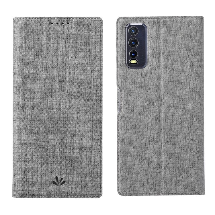 VILI DMX for vivo Y20s / vivo Y11s Cross Texture Leather Stand Case - Grey