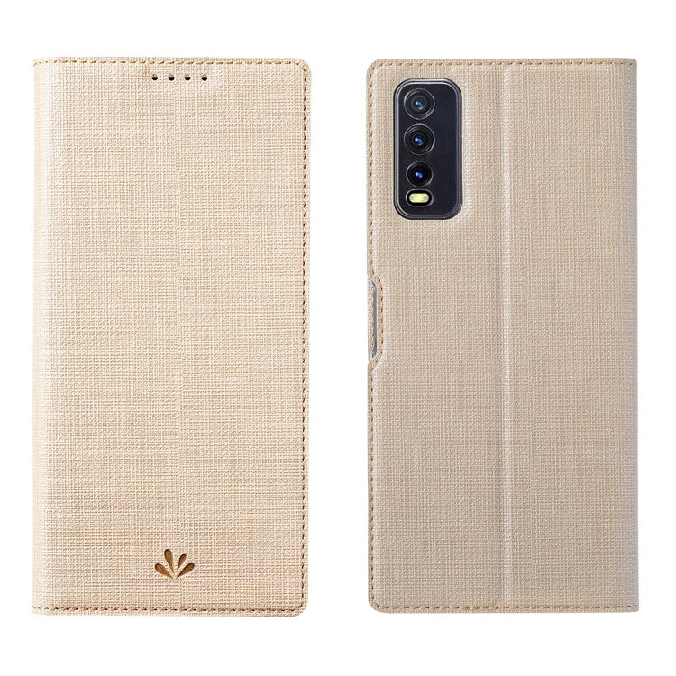 VILI DMX for vivo Y20s / vivo Y11s Cross Texture Leather Stand Case - Gold