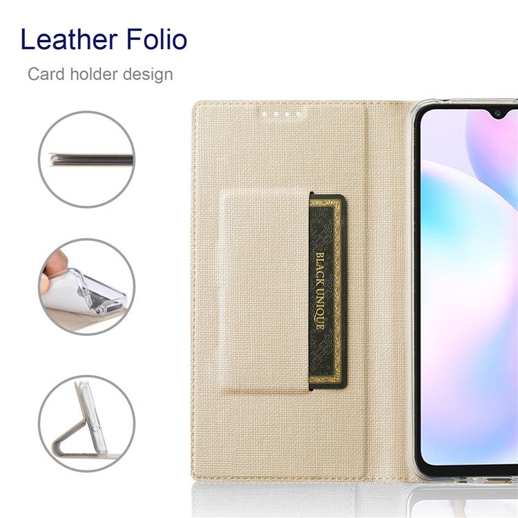 VILI DMX for vivo Y20s / vivo Y11s Cross Texture Leather Stand Case - Gold