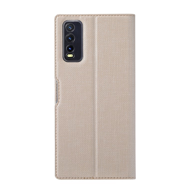 VILI DMX for vivo Y20s / vivo Y11s Cross Texture Leather Stand Case - Gold