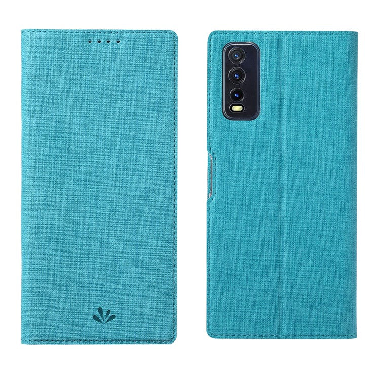 VILI DMX for vivo Y20s / vivo Y11s Cross Texture Leather Stand Case - Blue