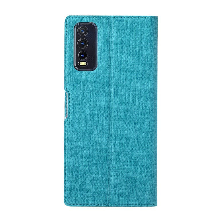 VILI DMX for vivo Y20s / vivo Y11s Cross Texture Leather Stand Case - Blue