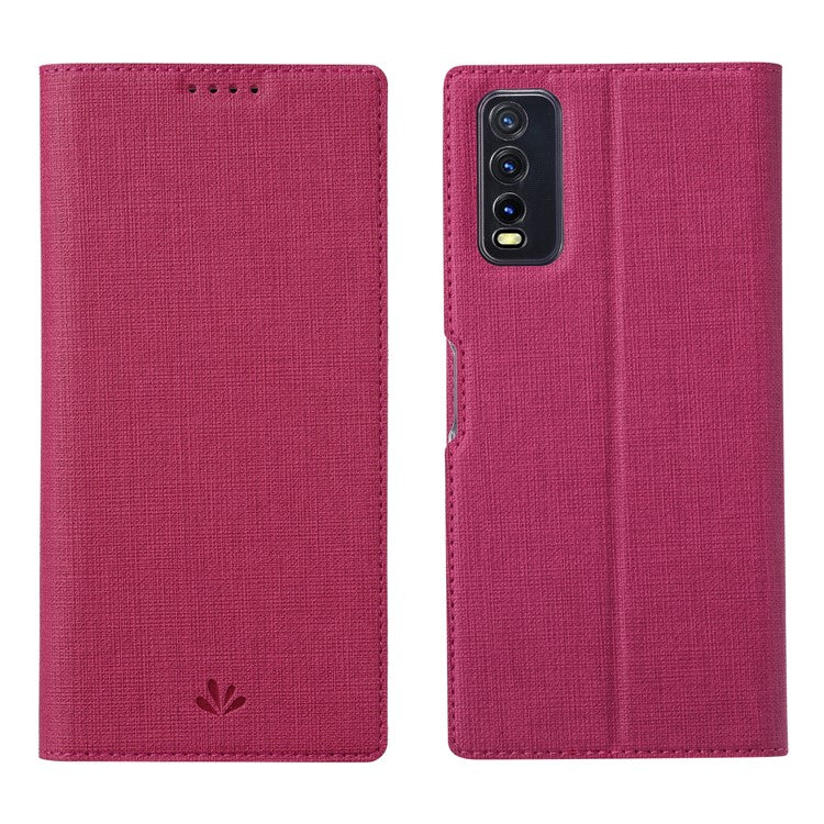 VILI DMX for vivo Y20s / vivo Y11s Cross Texture Leather Stand Case - Rose