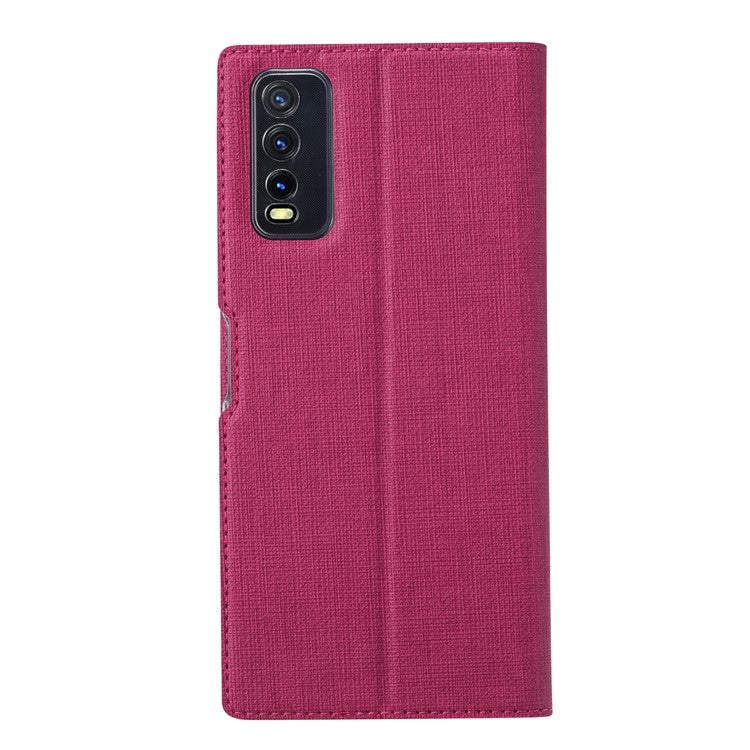 VILI DMX for vivo Y20s / vivo Y11s Cross Texture Leather Stand Case - Rose