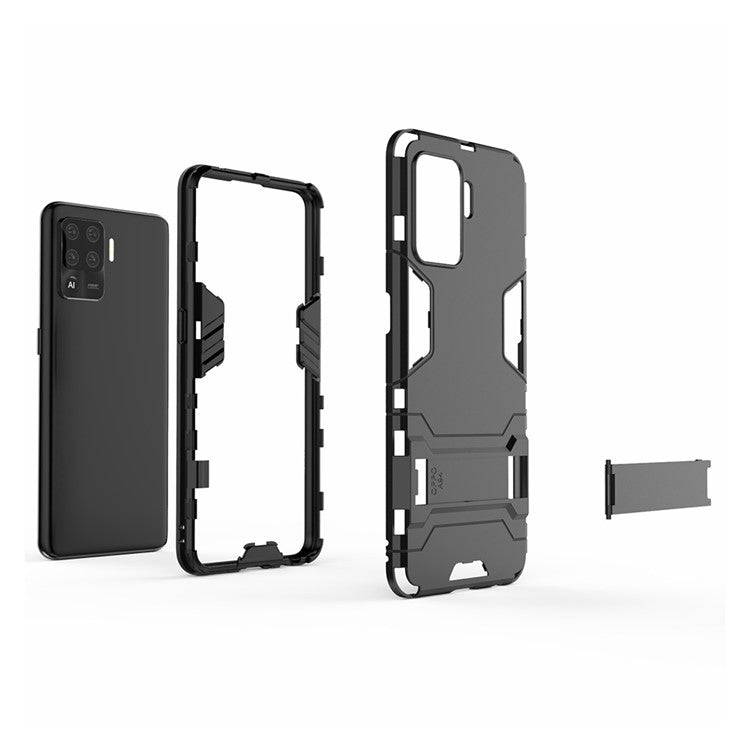 2 in 1 Kickstand PC + TPU Combo Phone Shell for Oppo A94 - Black