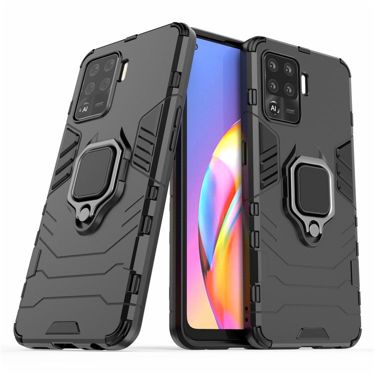 2-in-1 Kickstand PC + TPU Mobile Phone Cover for Oppo A94/F19 Pro - Black