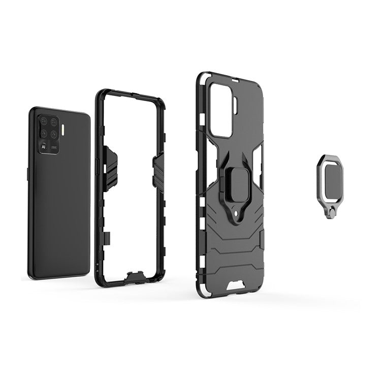 2-in-1 Kickstand PC + TPU Mobile Phone Cover for Oppo A94/F19 Pro - Black