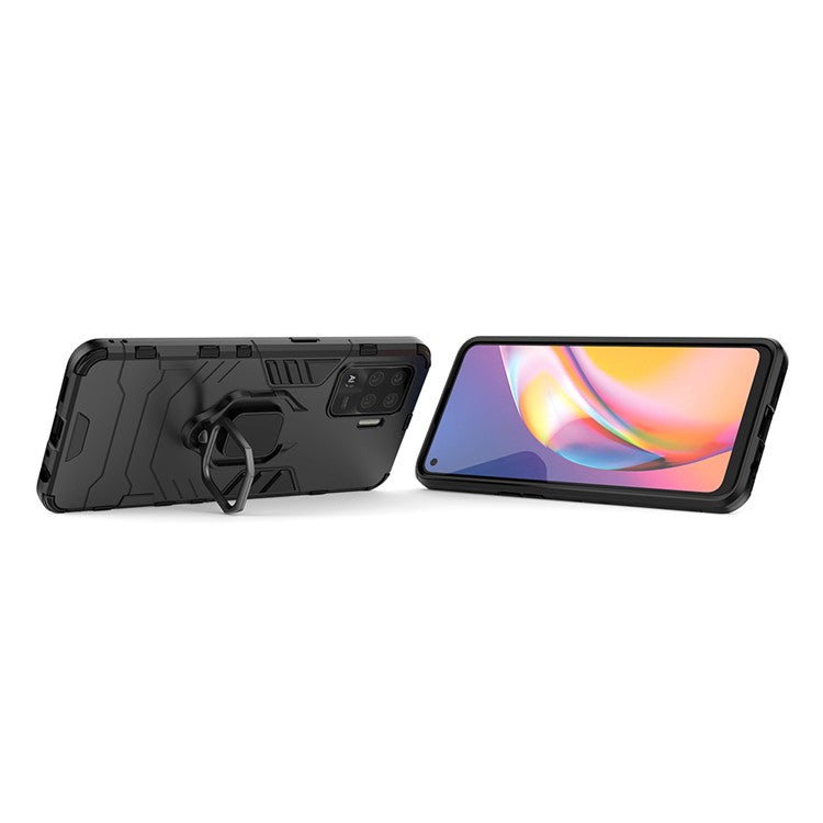 2-in-1 Kickstand PC + TPU Mobile Phone Cover for Oppo A94/F19 Pro - Black