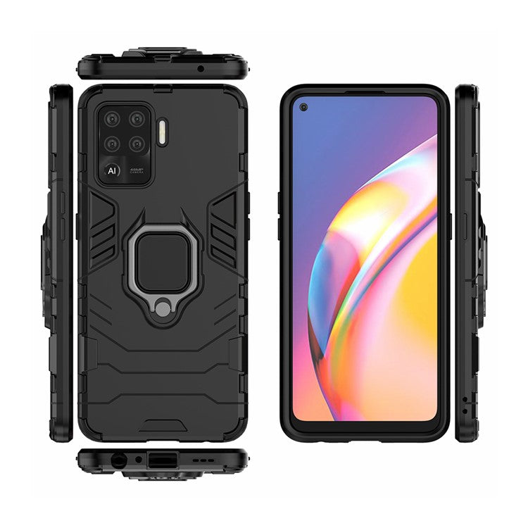 2-in-1 Kickstand PC + TPU Mobile Phone Cover for Oppo A94/F19 Pro - Black