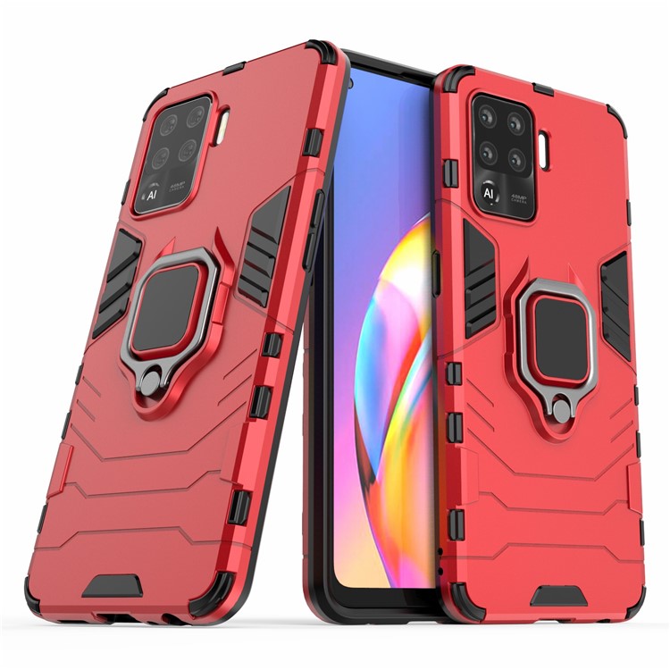 2-in-1 Kickstand PC + TPU Mobile Phone Cover for Oppo A94/F19 Pro - Red