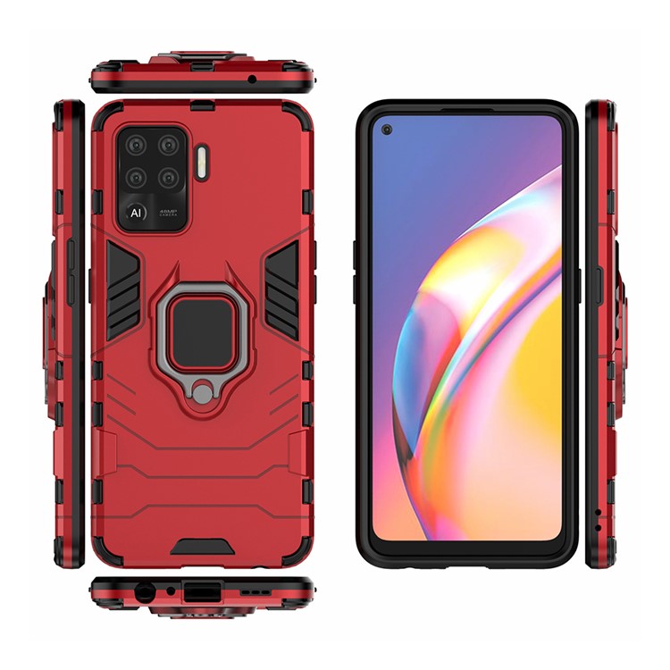 2-in-1 Kickstand PC + TPU Mobile Phone Cover for Oppo A94/F19 Pro - Red