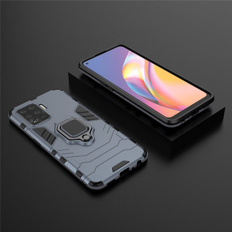 2-in-1 Kickstand PC + TPU Mobile Phone Cover for Oppo A94/F19 Pro - Blue