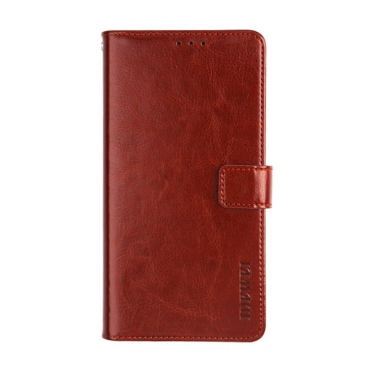 IDEWEI Crazy Horse Texture Leather Phone Cover Case with Wallet Stand for vivo Y72 5G - Brown