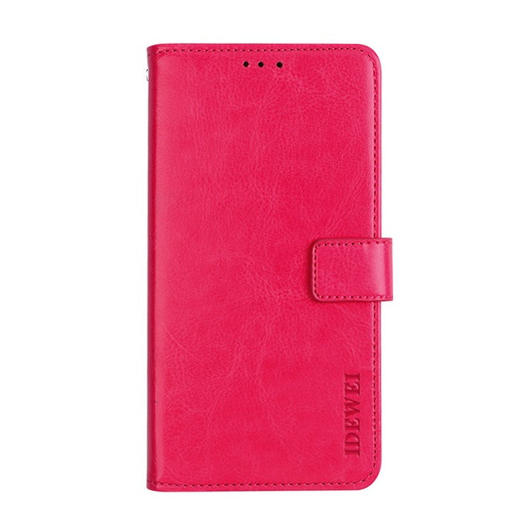 IDEWEI Crazy Horse Texture Leather Phone Cover Case with Wallet Stand for vivo Y72 5G - Rose