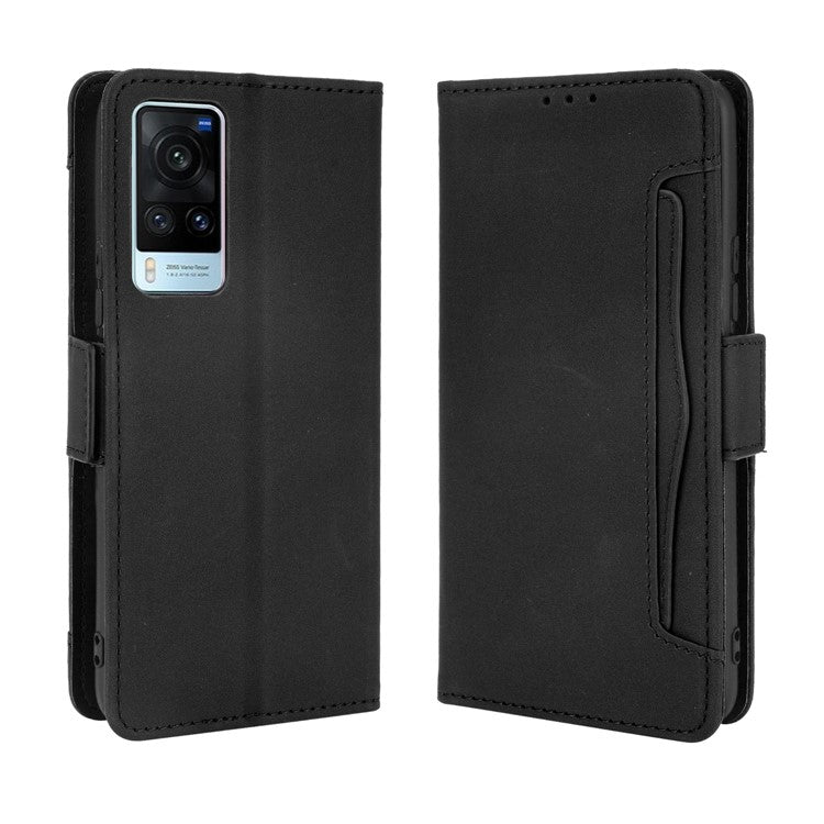 Multiple Card Slots Wallet Leather Protection Case with Stand for vivo X60 5G - Black