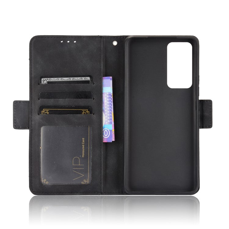 Multiple Card Slots Wallet Leather Protection Case with Stand for vivo X60 5G - Black