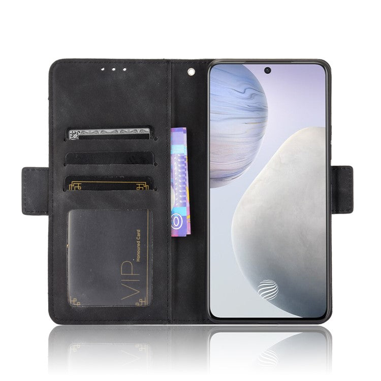 Multiple Card Slots Wallet Leather Protection Case with Stand for vivo X60 5G - Black