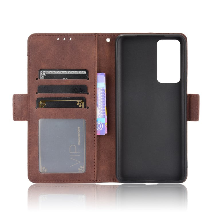 Multiple Card Slots Wallet Leather Protection Case with Stand for vivo X60 5G - Brown