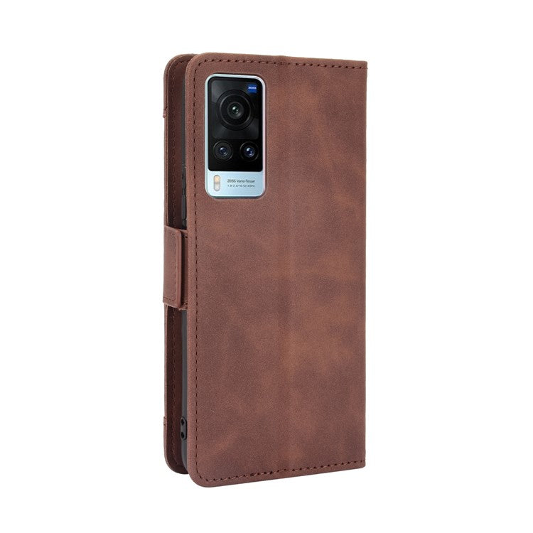 Multiple Card Slots Wallet Leather Protection Case with Stand for vivo X60 5G - Brown