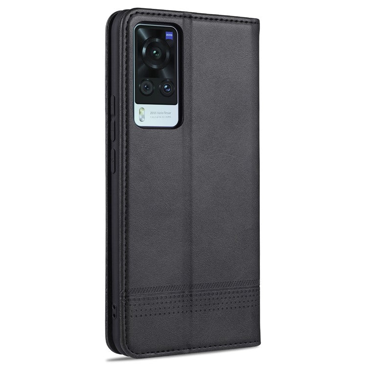 AZNS Full Protection Auto-absorbed Magnet Well-Protected Leather Stand Mobile Shell Case for vivo X60 Pro 5G (Global) - Black