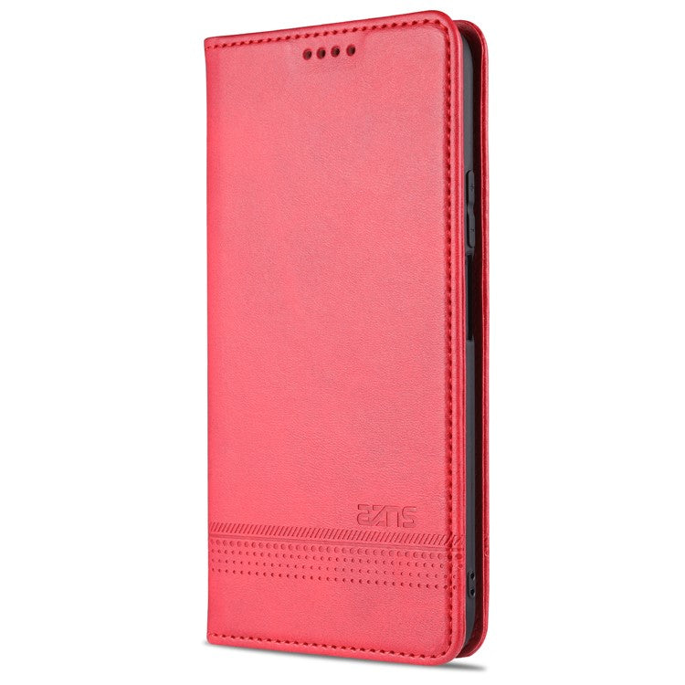 AZNS Stand Wallet Auto-absorbed Magnetic Leather Case for vivo Y72 5G / iQOO Z3 - Red