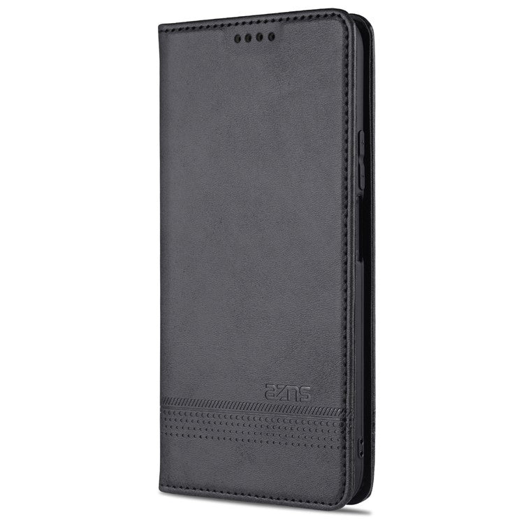 AZNS Stand Wallet Auto-absorbed Magnetic Leather Case for vivo Y72 5G / iQOO Z3 - Black