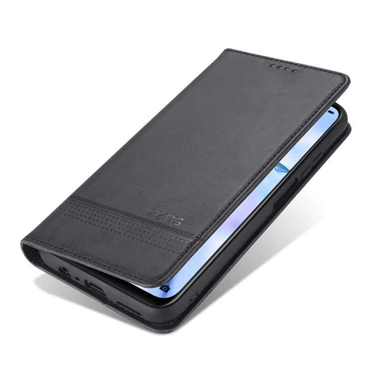 AZNS Stand Wallet Auto-absorbed Magnetic Leather Case for vivo Y72 5G / iQOO Z3 - Black