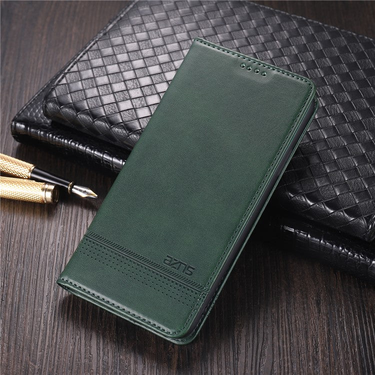 AZNS Stand Wallet Auto-absorbed Magnetic Leather Case for vivo Y72 5G / iQOO Z3 - Green